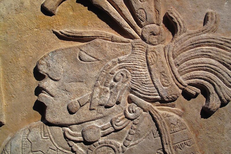 Détail d'un bas-relief du site de Yaxchilan - Chiapas - Mexique