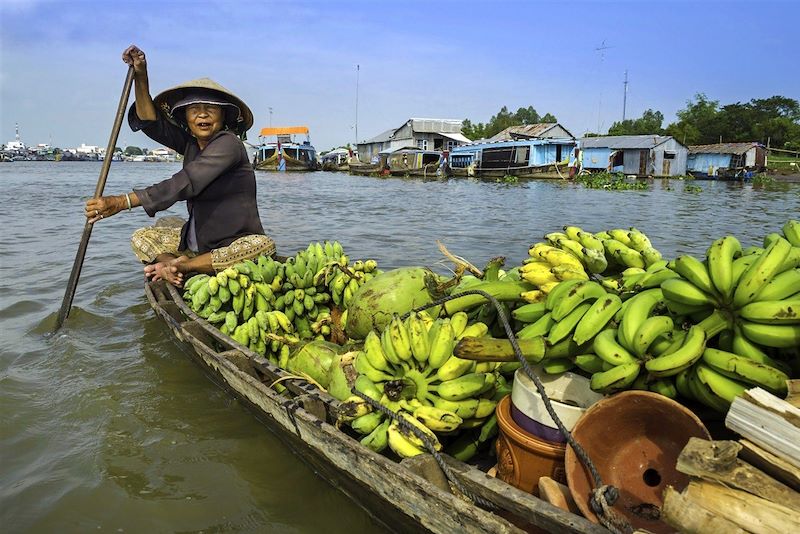 Vendeuse de bananes sur le canal de Vinh Tê - Châu Dôc - Vietnam