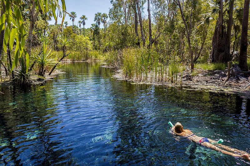 Baignade dans une source d'eau chaude - Mataranka - Australie