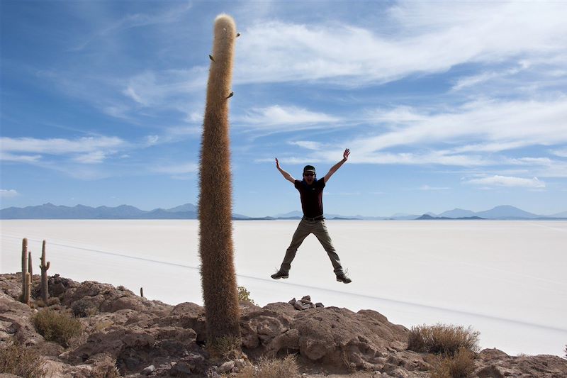 Salar de Uyuní depuis l'île d'Incahuasi - Province d'Antonio Quijarro - Département de Potosí - Bolivie