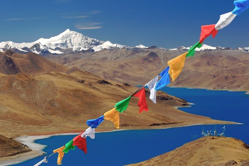 Lac Yamdrok-Tso depuis le Kamba La - Tibet