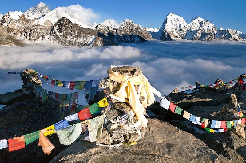 Vue sur l'Everest, le Lhotse et le Makalu - Tibet - Chine