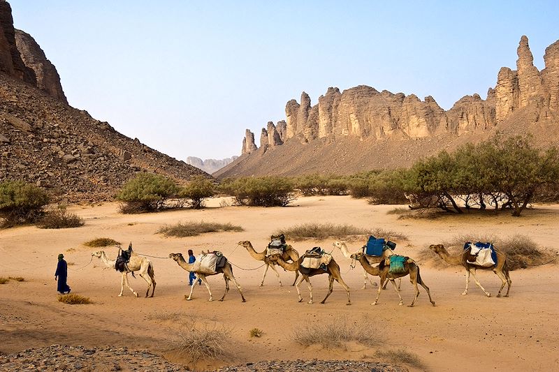 Expédition saharienne inoubliable entre dunes, roches sculptées et nuits en bivouac sous les étoiles.