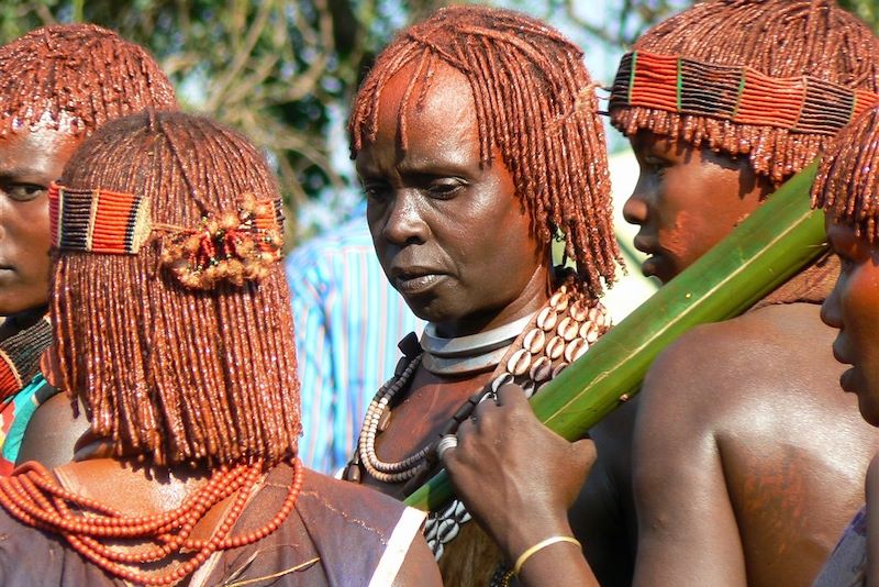 Femmes Hamer - Basse vallée de l'Omo - Hamer Bena - Région des nations, nationalités et peuples du Sud - Éthiopie 