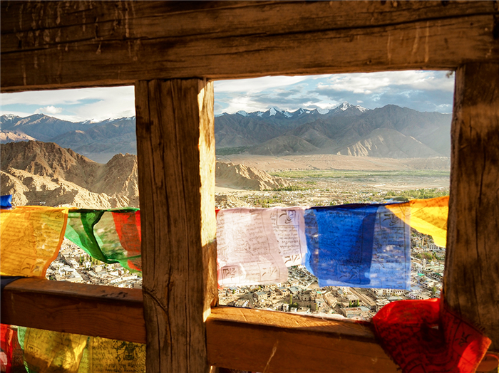 Vue sur Leh depuis le monastère Namgyal Tsemo Gompa - Ladakh - Inde
