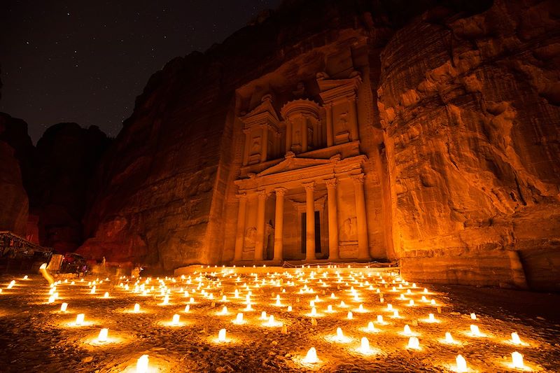 Bougies à Pétra de nuit - Jordanie