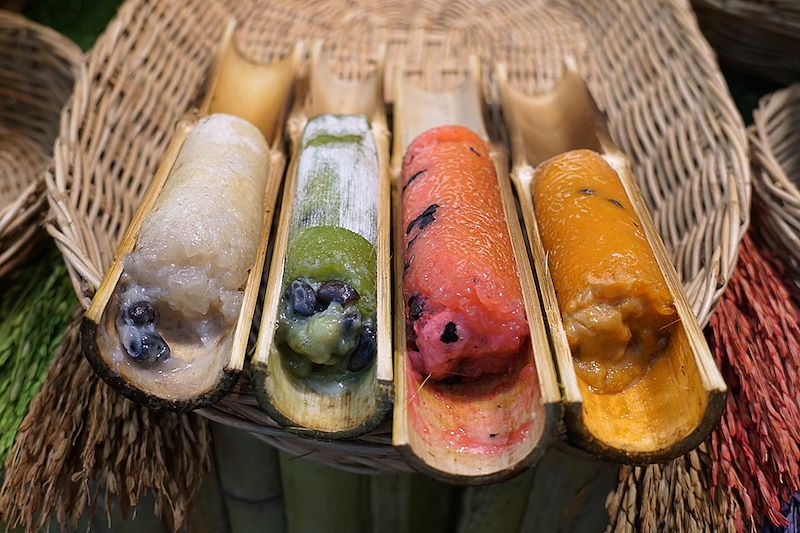 Khao Lam (riz gluant dans du bambou) - Cambodge