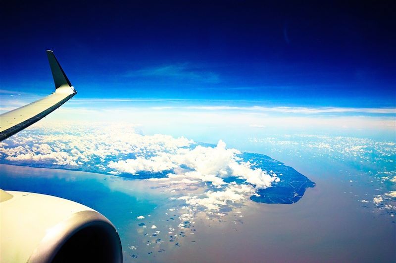 Dans l'avion au-dessus du Mékong - Cambodge