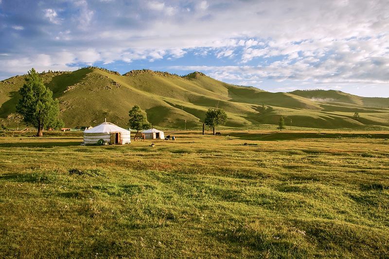 Yourtes dans la steppe Mongole - Mongolie