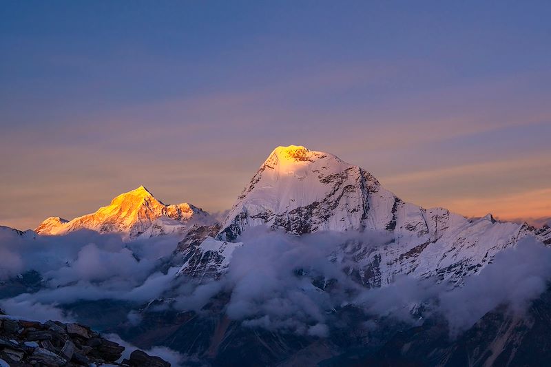 Vue du Makalu et du Chamlang depuis le Mera Peak High Camp - District de Solukhumbu - Népal