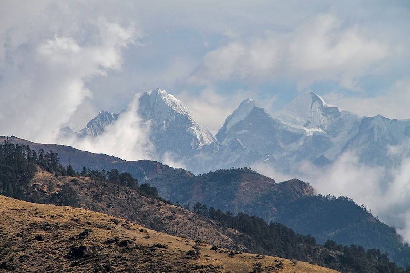 Vue panoramique depuis le col Shingare La - Népal 