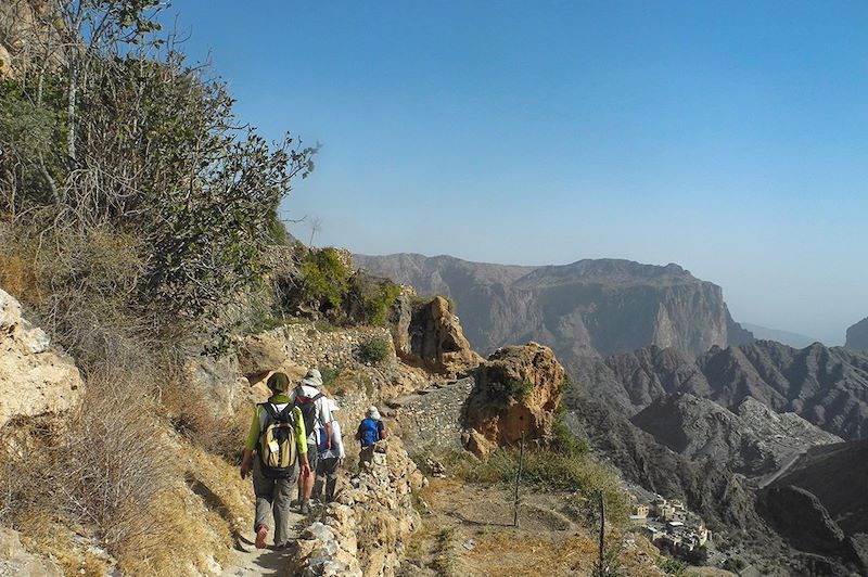 Randonnée près du village d'Ar'Roos - Plateau du Djebel Akhdar - Oman