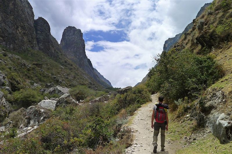 Randonneur dans la Cordillère Blanche - Parc national de Huascarán - Région d'Ancash - Pérou