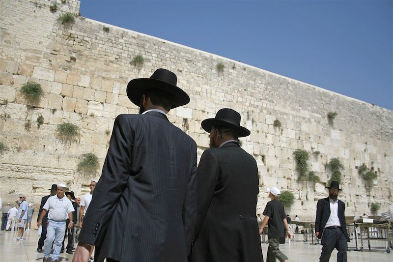 Juifs hassidiques au Mur des Lamentations - Jérusalem - Israël