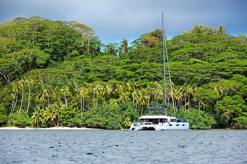 Catamaran près de Raiatea - îles Sous-le-Vent - Archipel de la Société - Polynésie Française