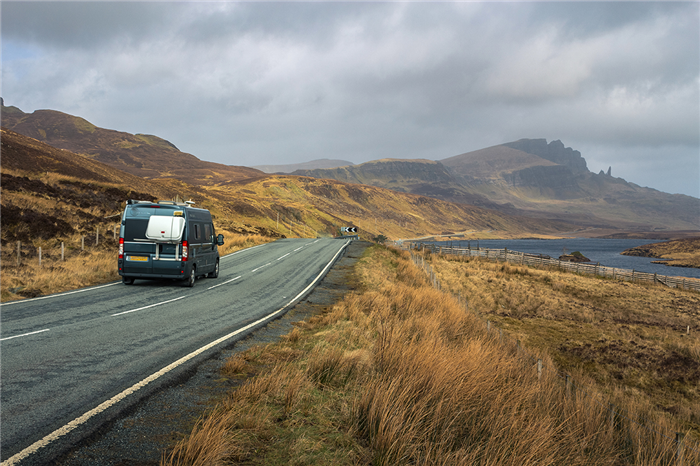 En campervan en Écosse