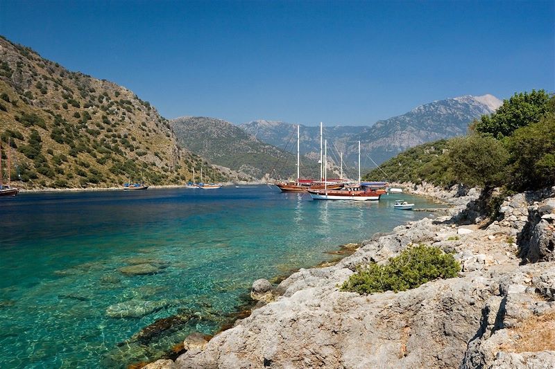 Rando et bateau sur la côte Lycienne