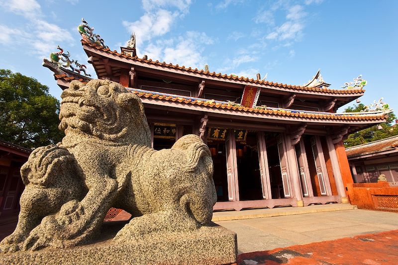 Lions de pierre au Temple Confucius à Tainan - Taïwan