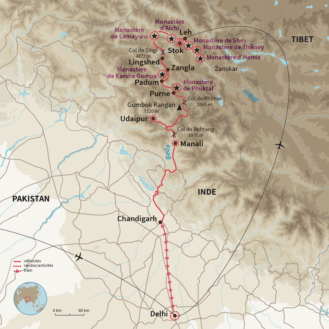 Carte Inde : Traversée immersive du Ladakh Zanskar