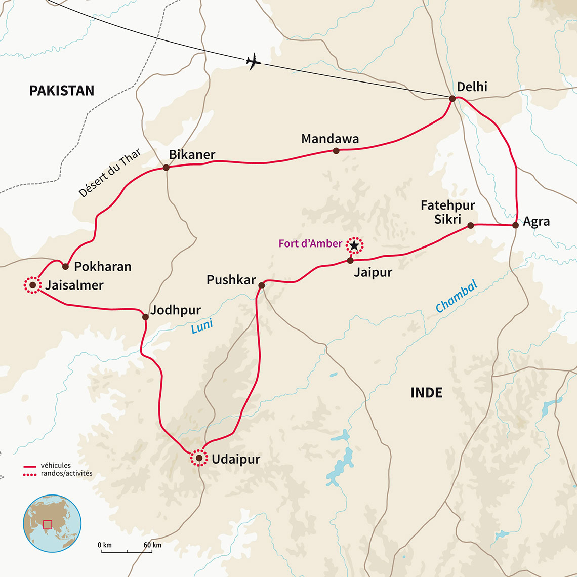 Carte Inde : Au coeur du Rajasthan