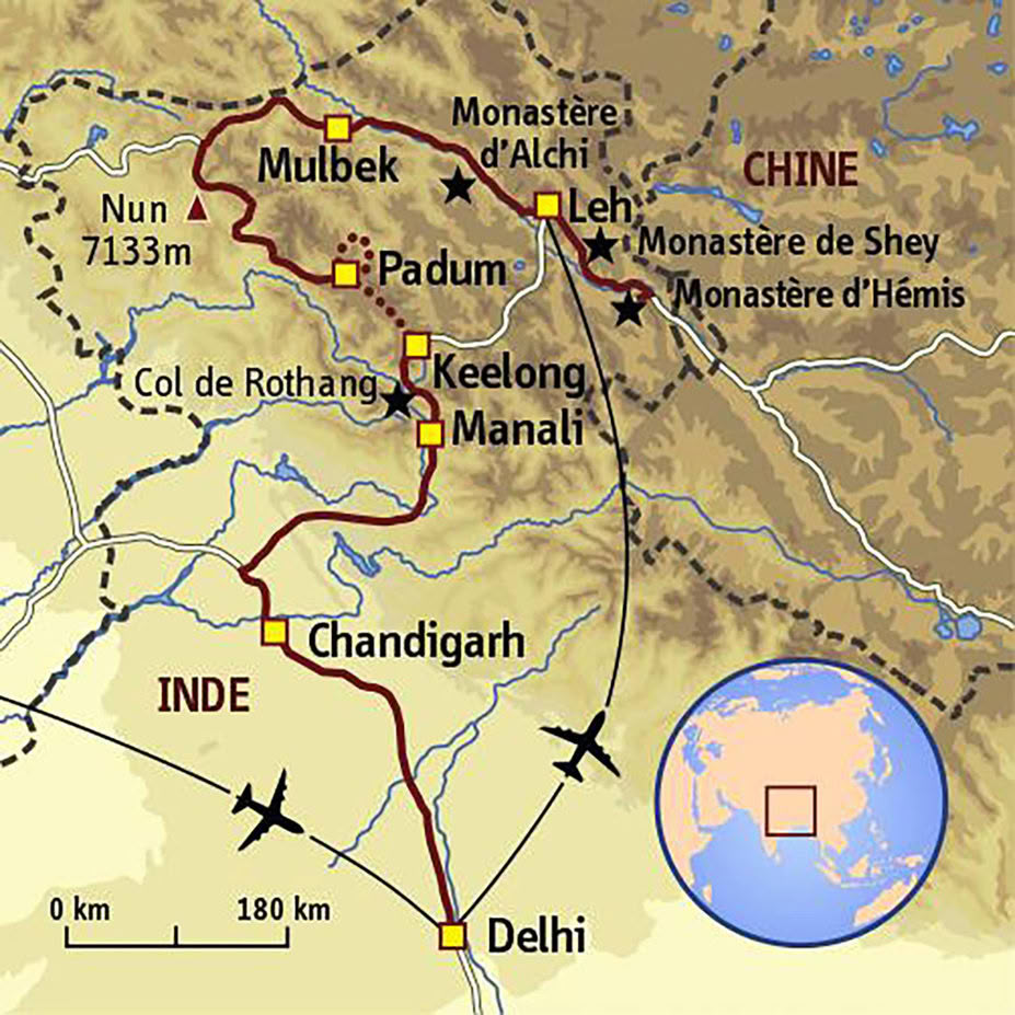 Carte Inde : Ladakh et Zanskar, authentique bout du monde