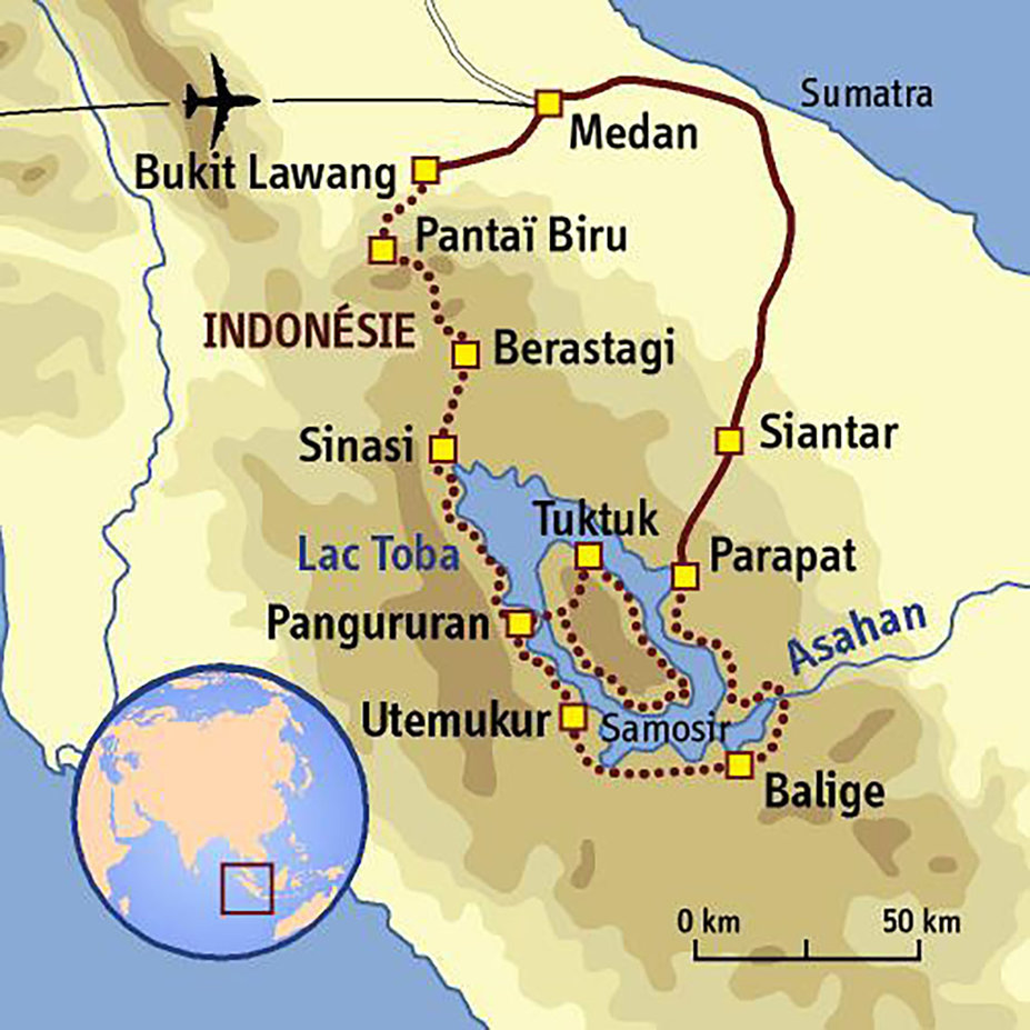 Carte Indonésie : Belle échappée à Sumatra (E-VTT)
