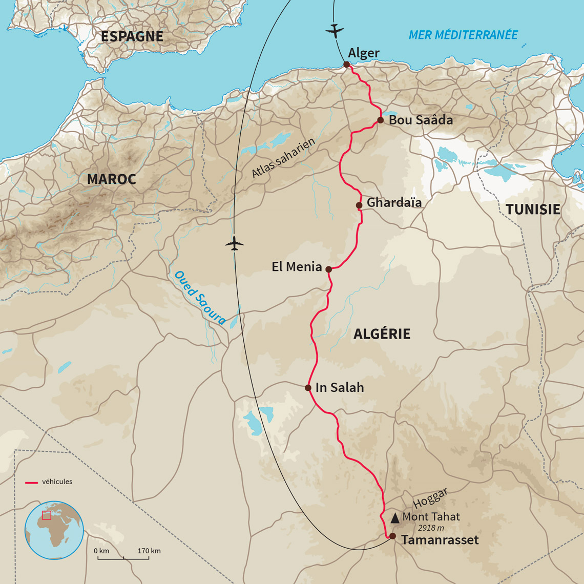 Carte Algérie : Au volant d'Alger à Tamanrasset