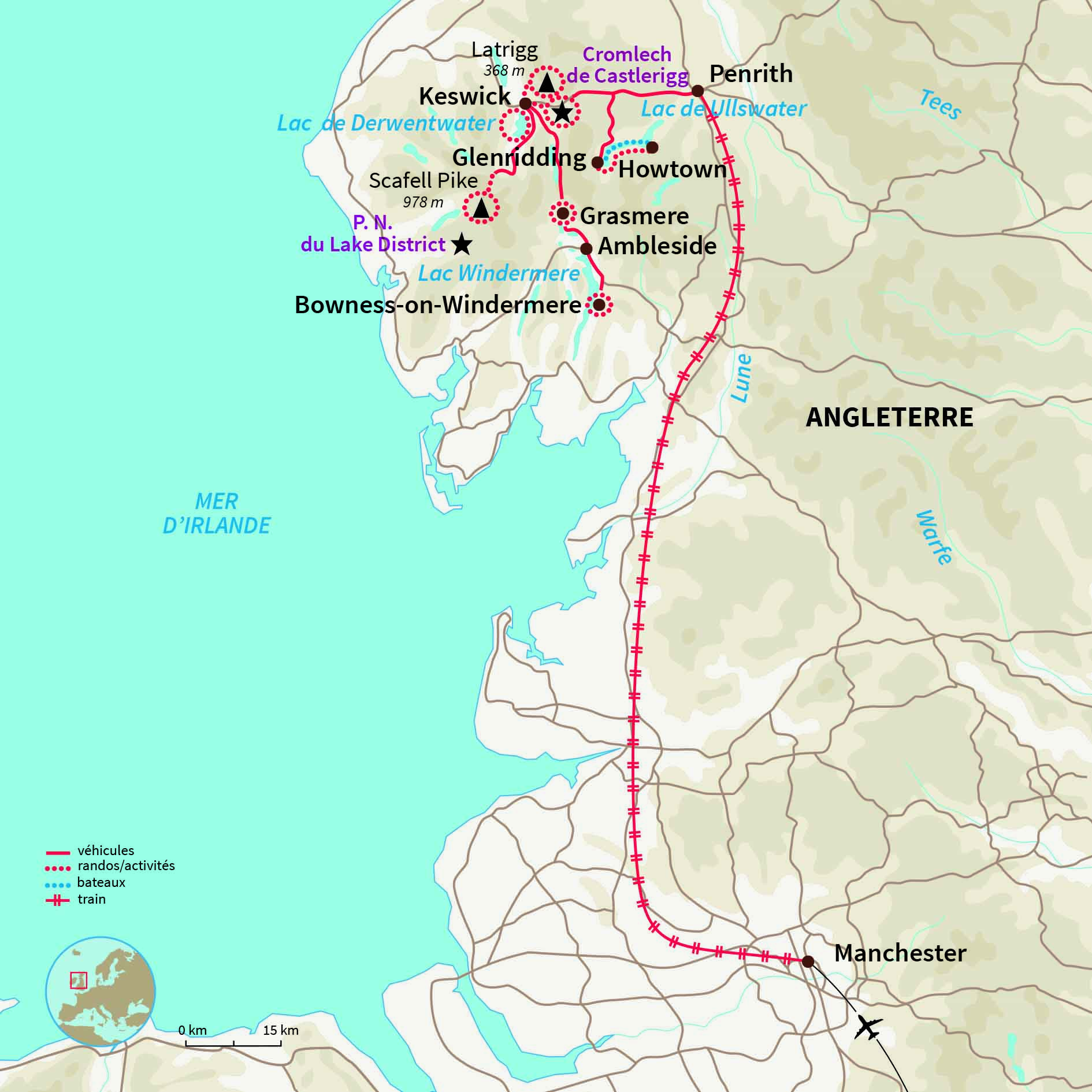 Carte Grande-Bretagne : Aventures à Lake district...