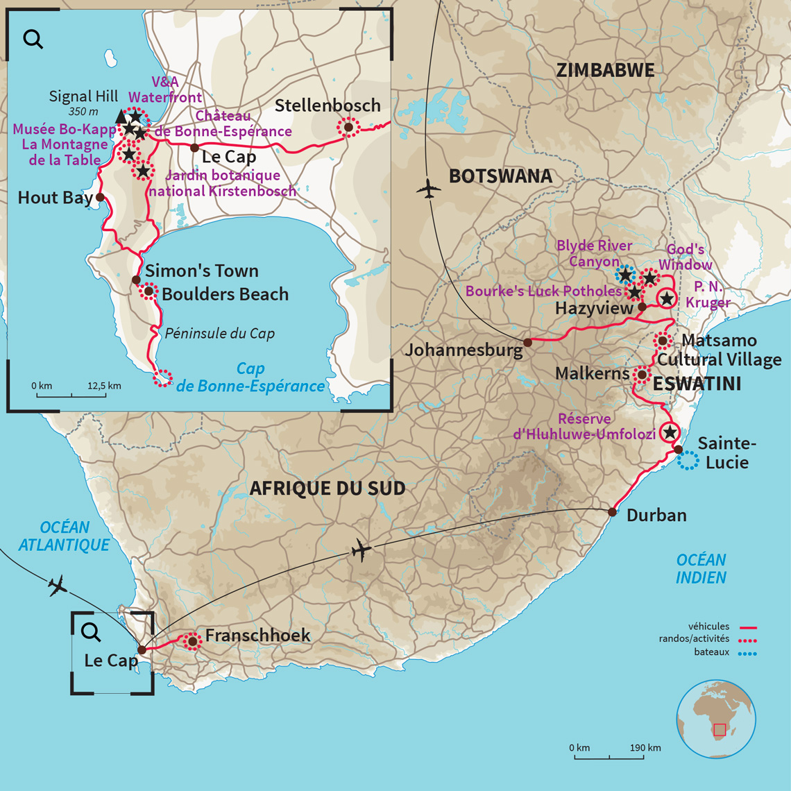 Carte Afrique du Sud : L'essentiel de l'Afrique du Sud... 