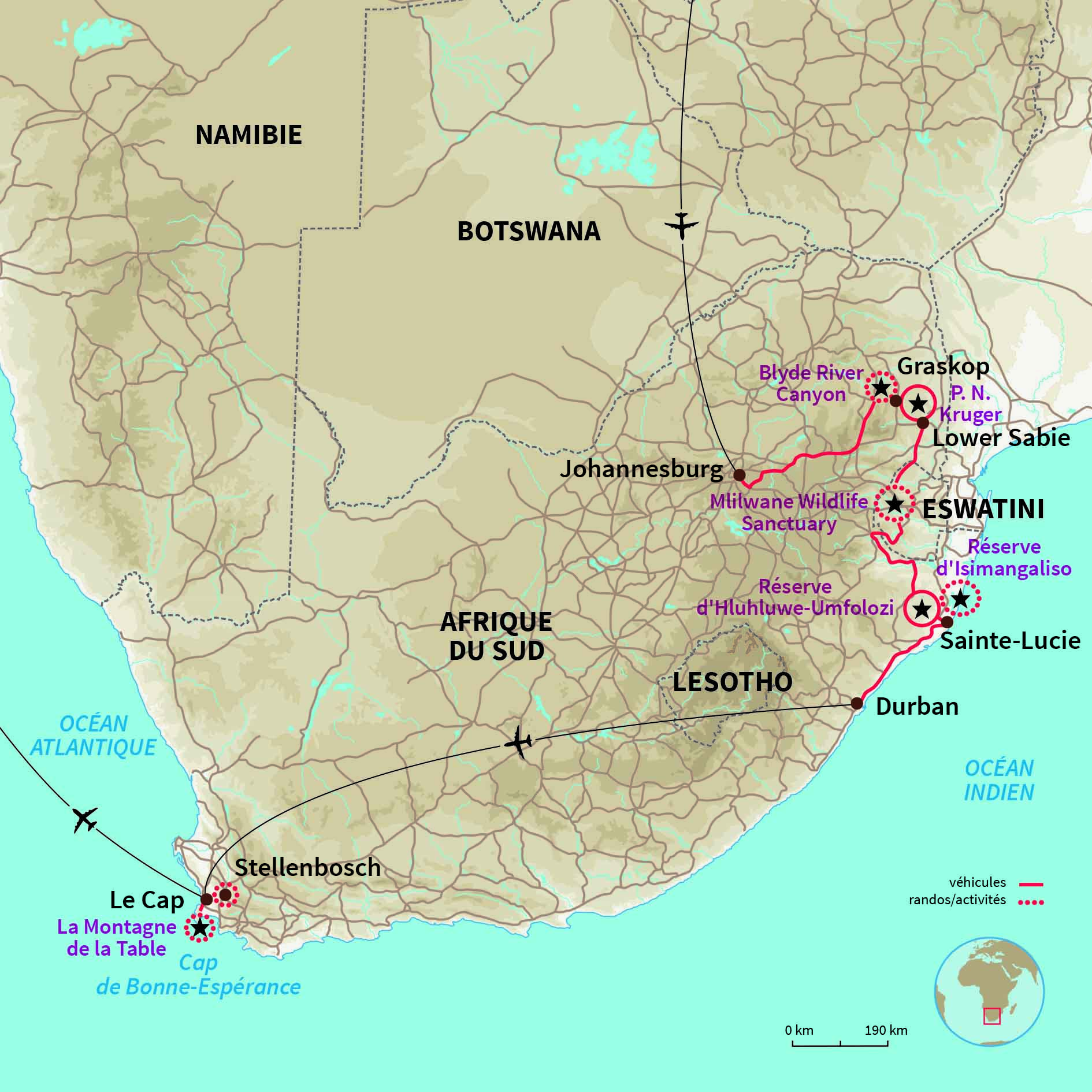 Carte Afrique du sud : L'Afrique du Sud en famille 