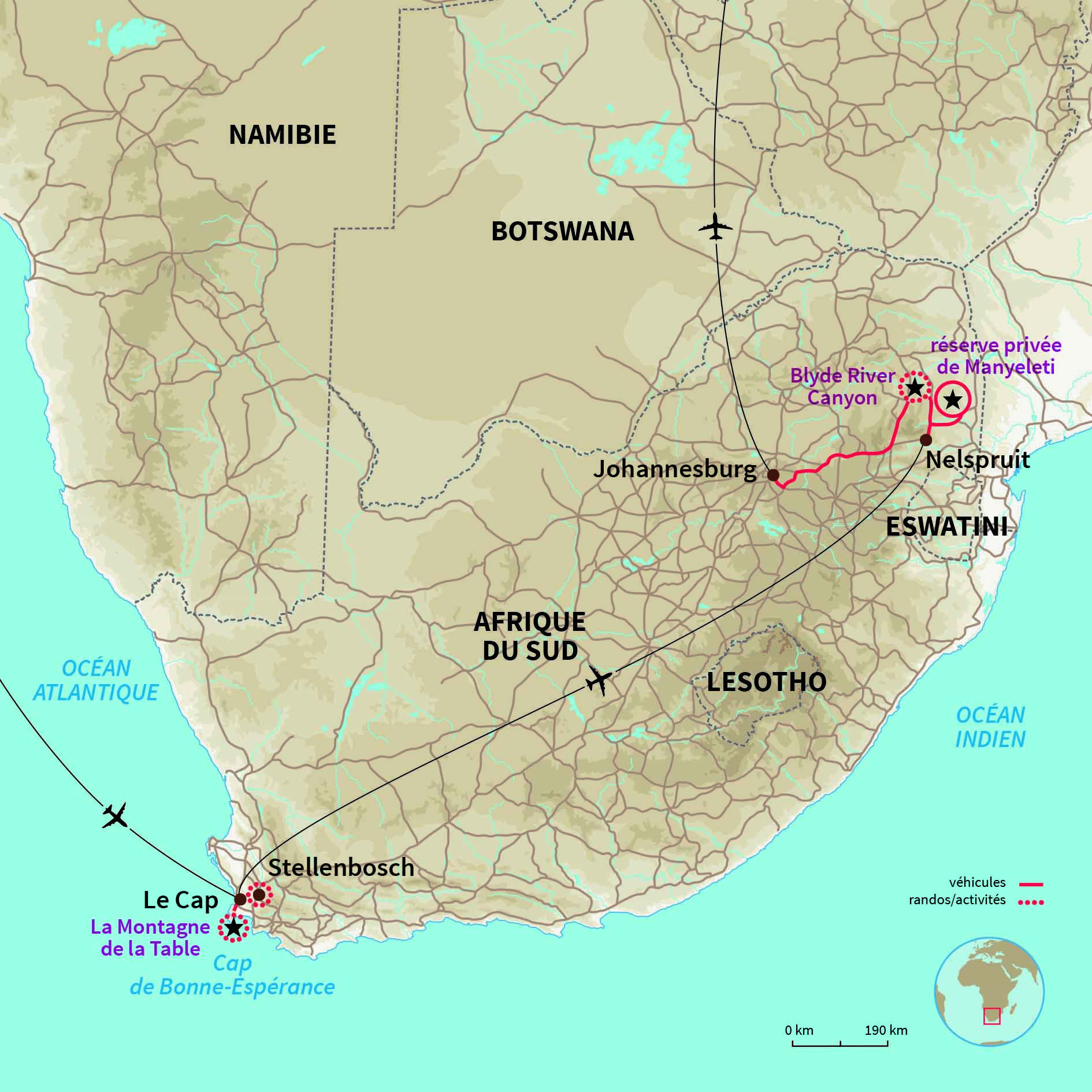 Carte Afrique du sud : L'Afrique du bout du monde 