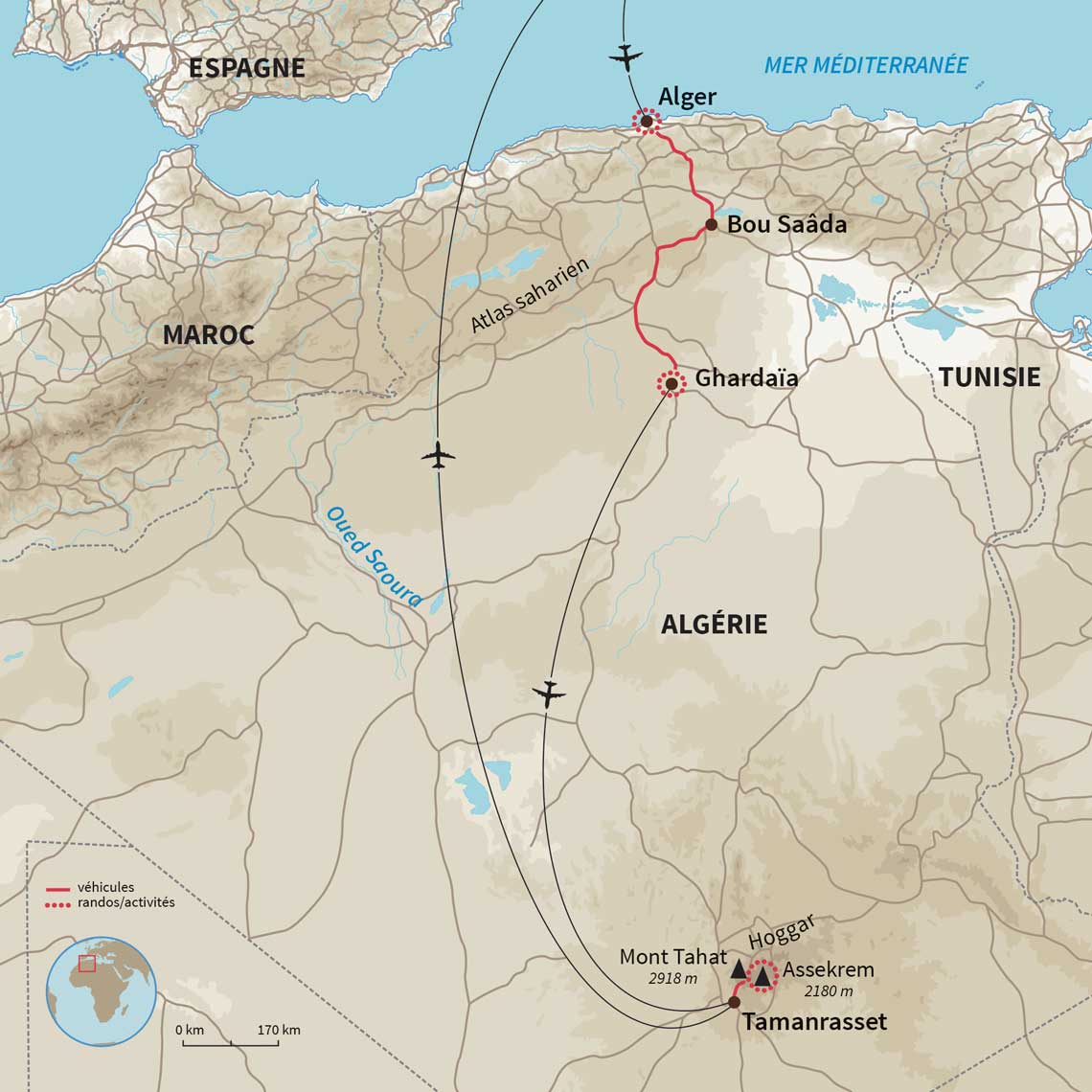 Carte Algérie : Au volant d'Alger à Tamanrasset