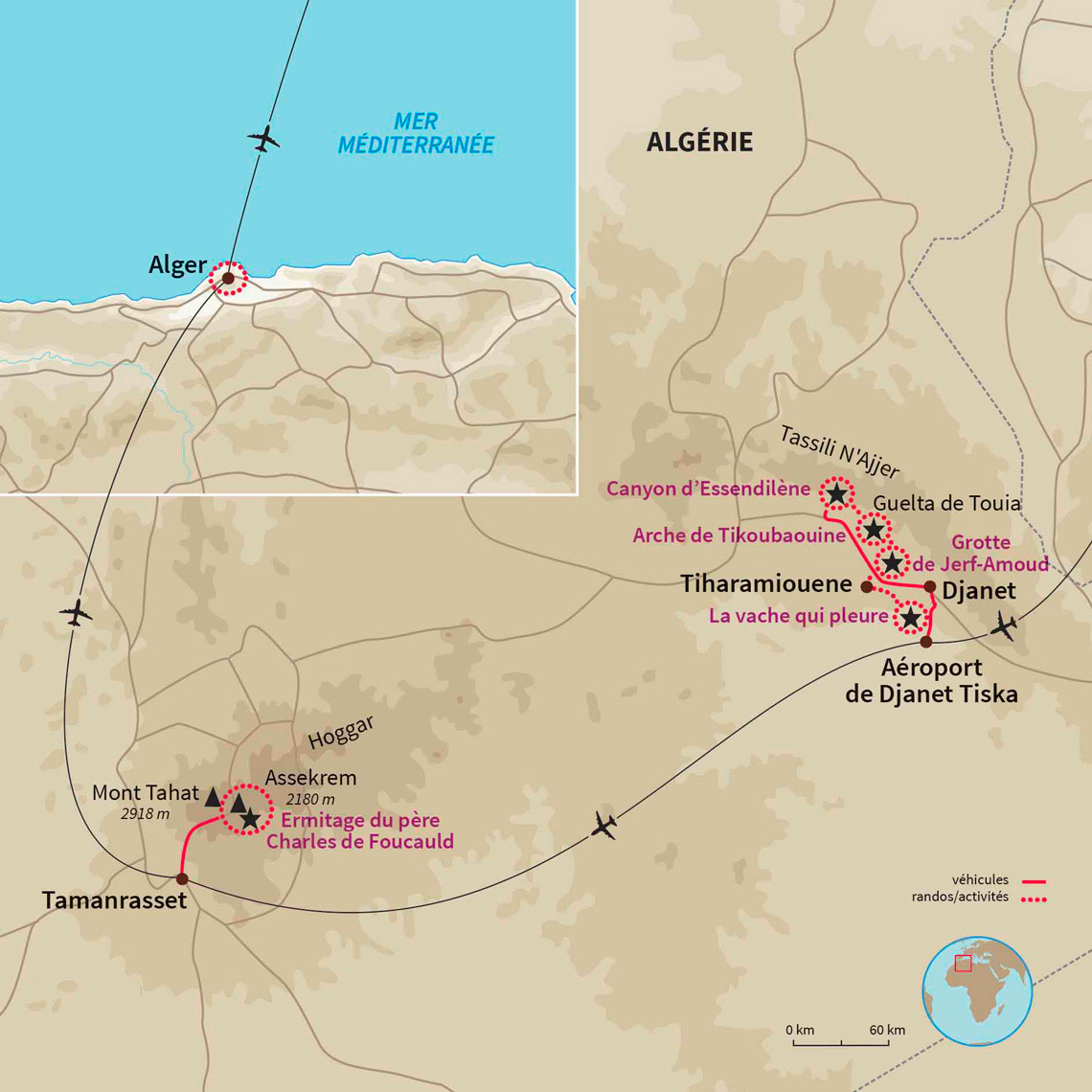 Carte Algérie : La rando des deux Tassilis