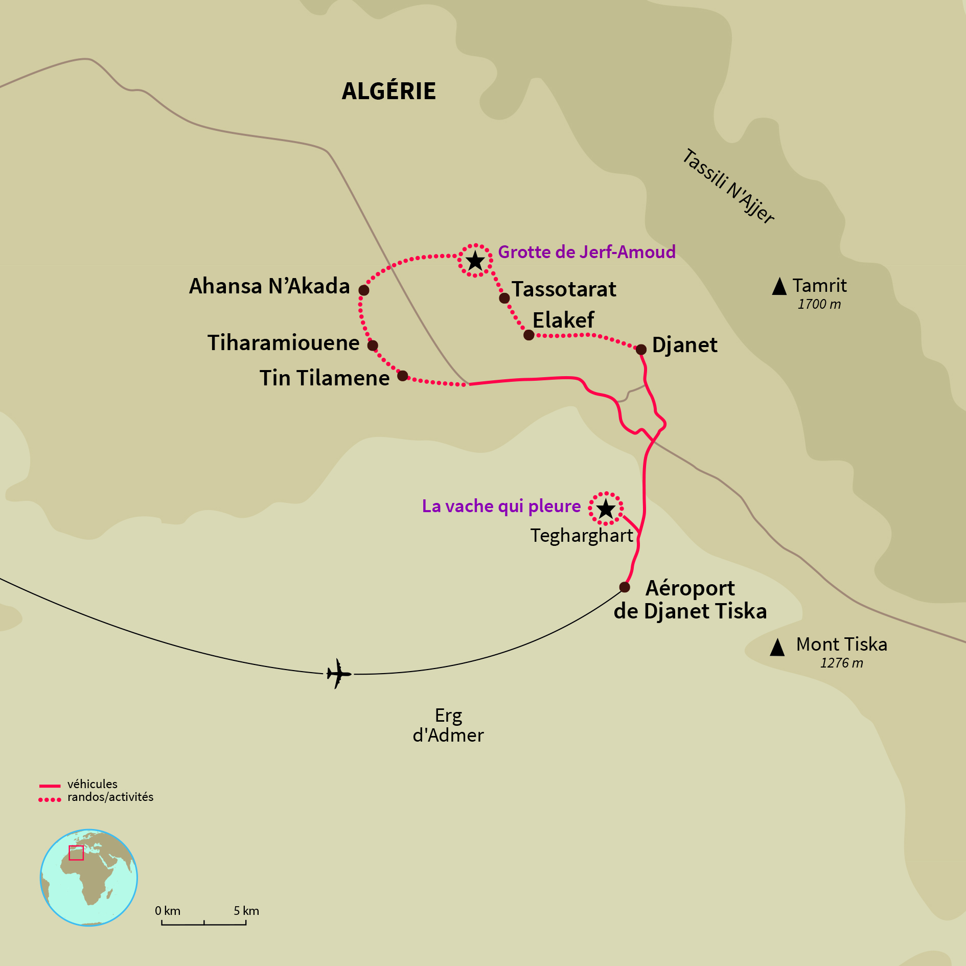 Carte Algérie : Le Sahara intime 