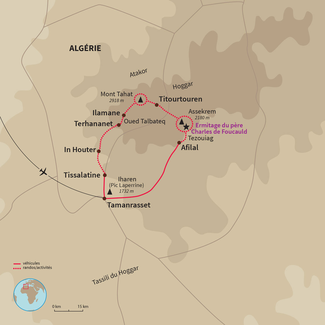 Carte Algérie : Rando au cœur du Tassili Hoggar 