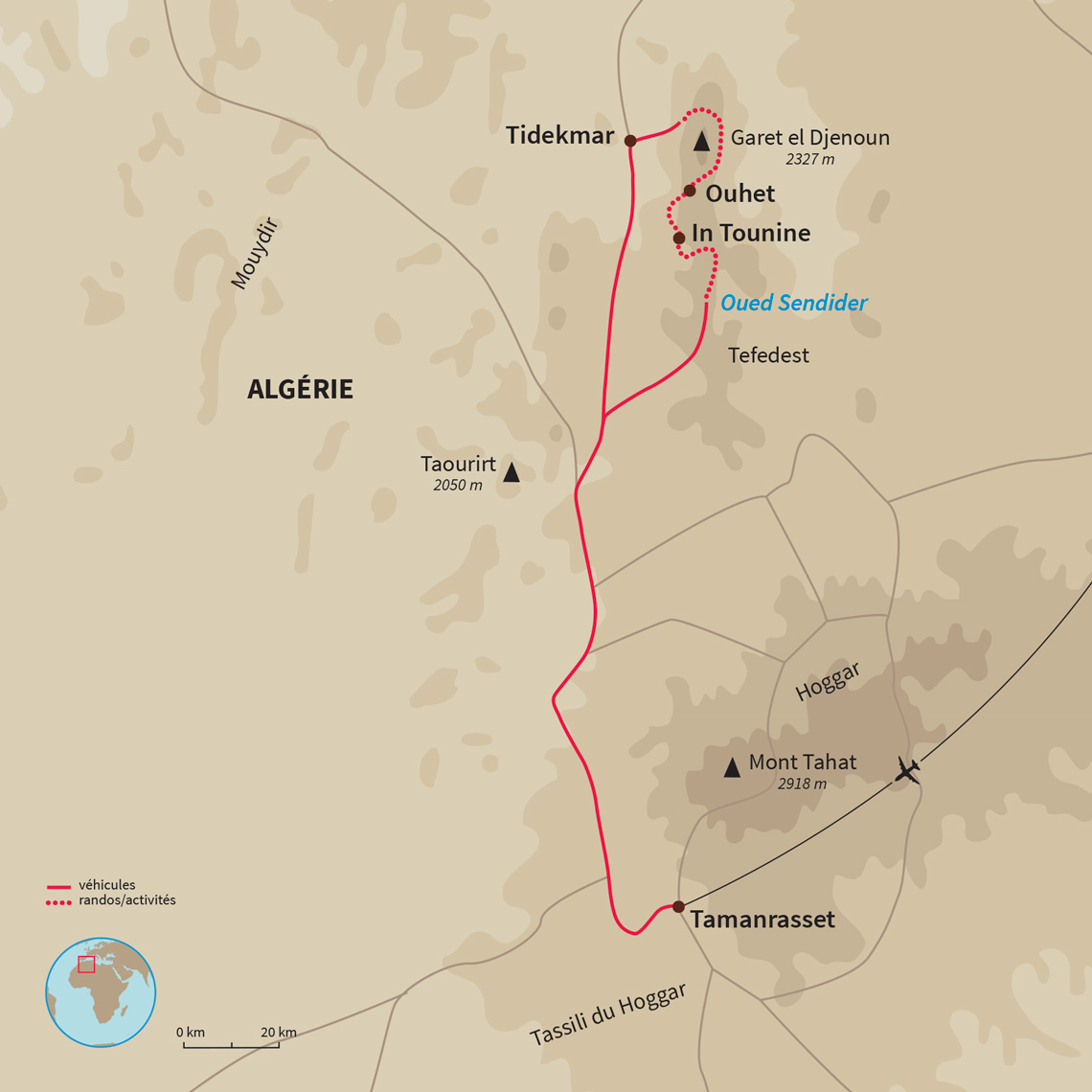 Carte Algérie : Tefedest, le massif des Djinns