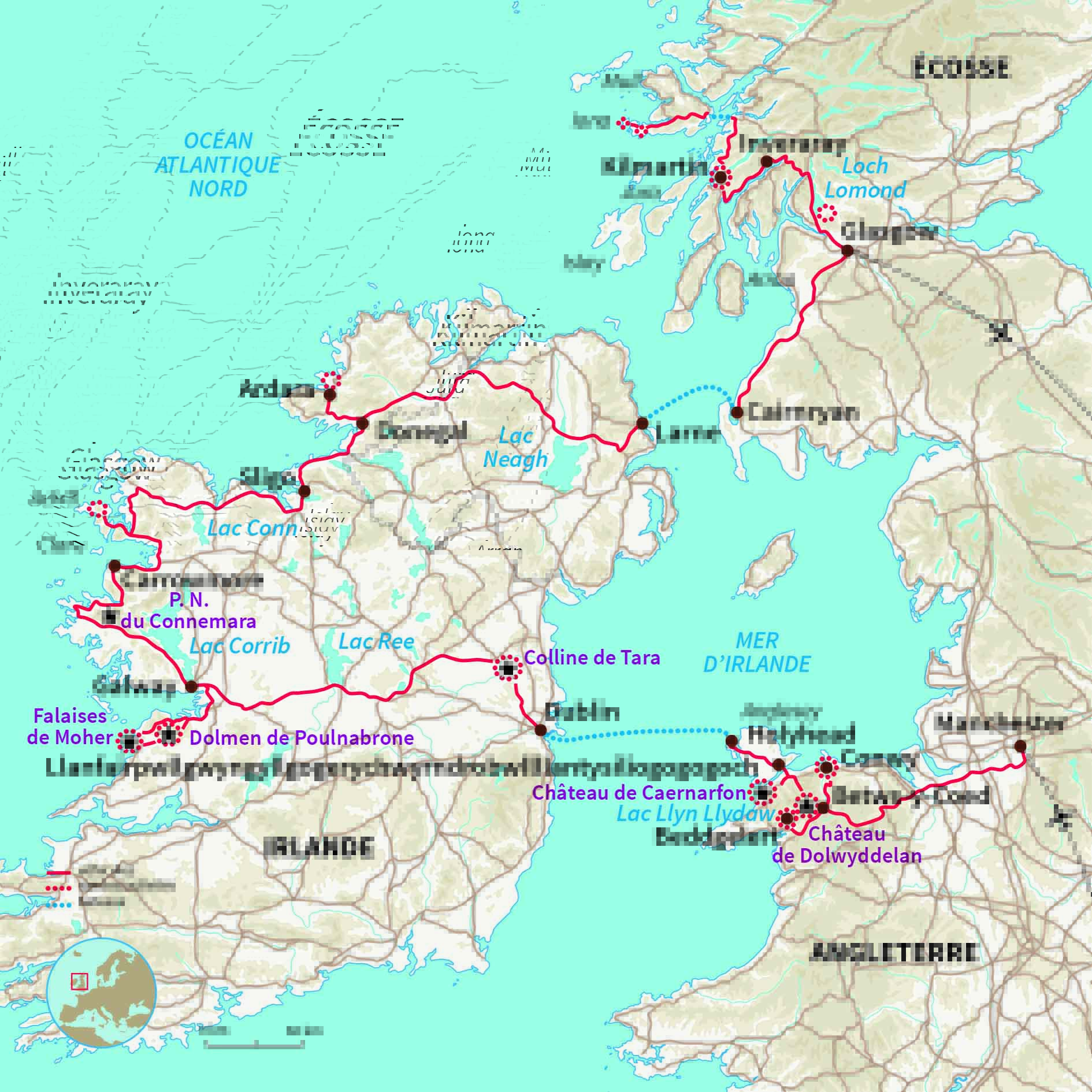 Carte Pays de Galles : Trio celte : Pays de Galles, Irlande & Ecosse