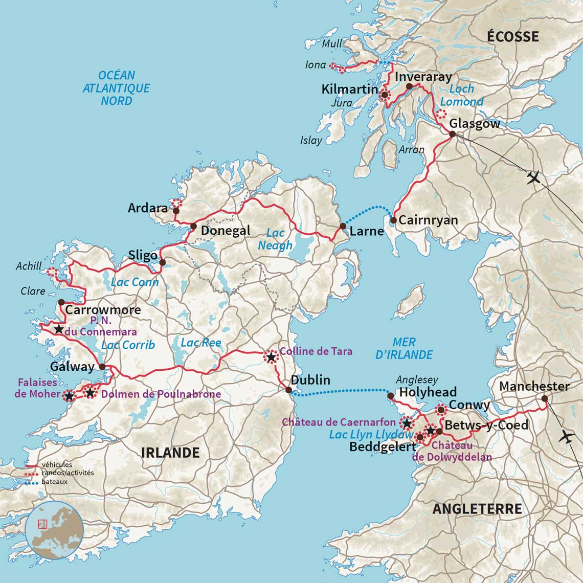 Carte Pays de Galles : Trio celte : Pays de Galles, Irlande & Ecosse