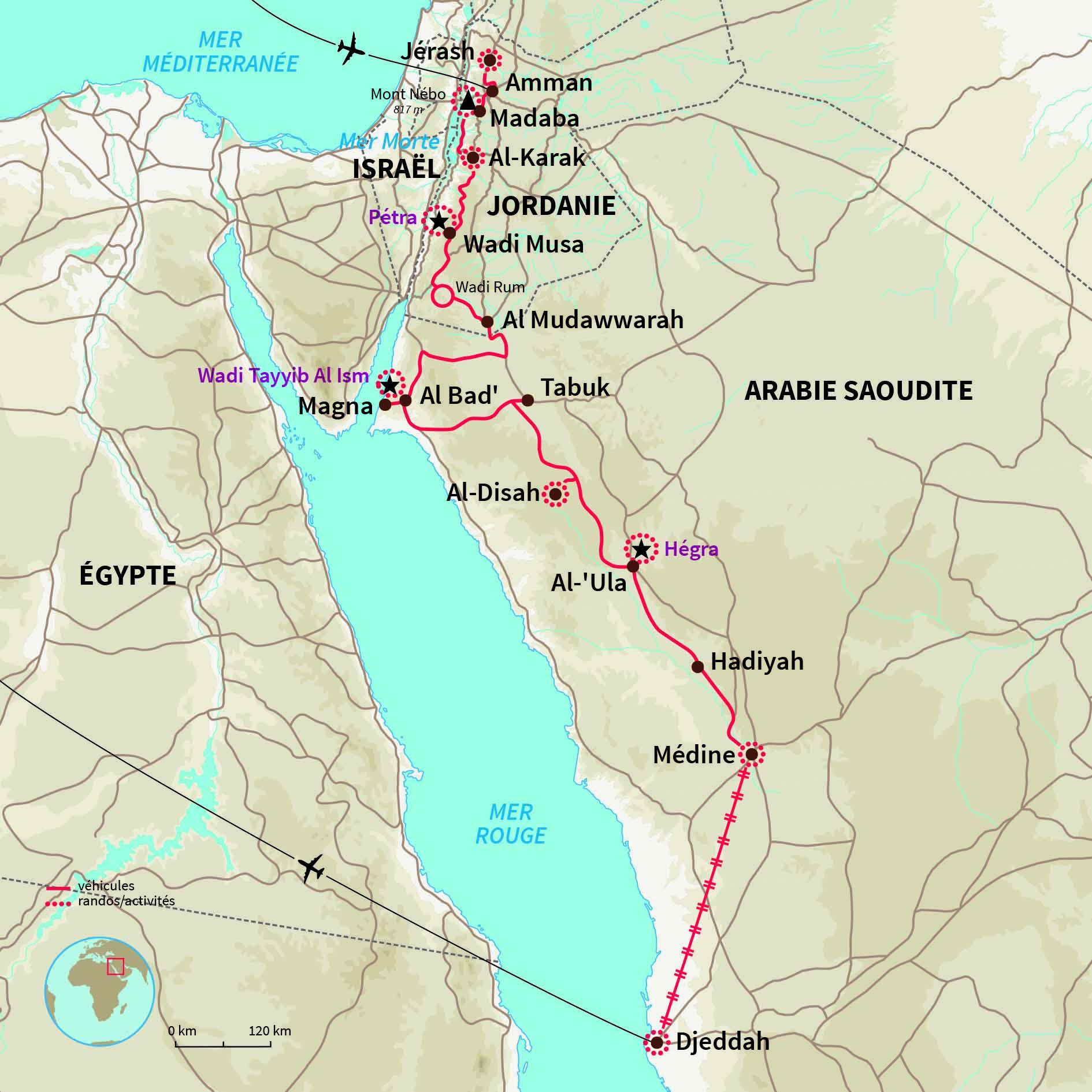 Carte Jordanie : Pétra et Hégra : sur les pas des Nabatéens 