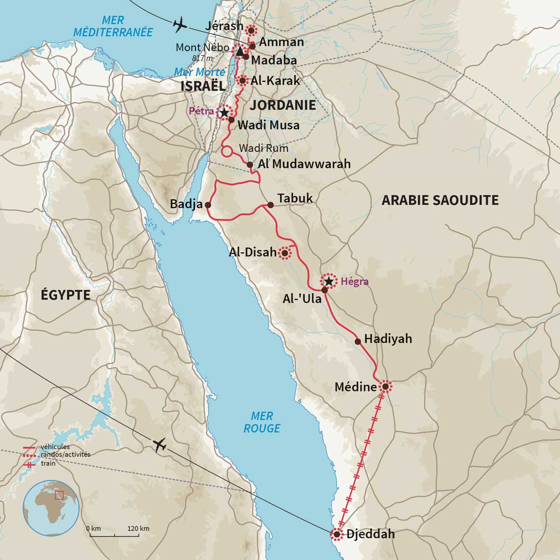 Carte Jordanie : Pétra & Hégra : au cœur du royaume nabatéen