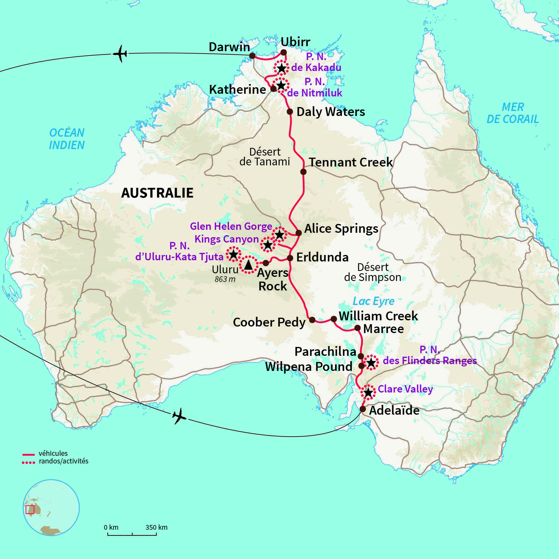 Carte Australie : L'Explorers Way sous les étoiles