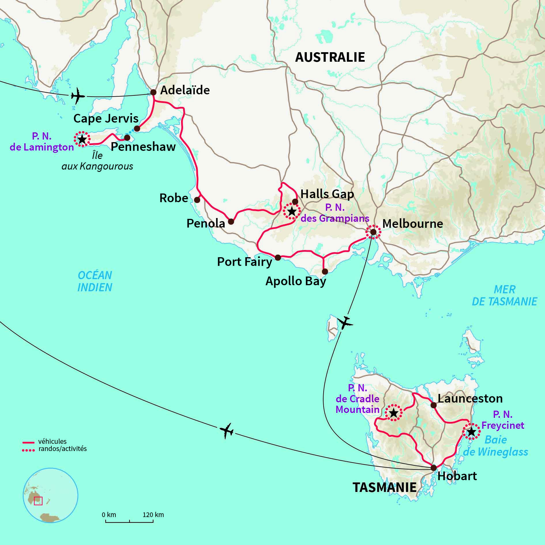 Carte Australie : OZ Trip du Sud jusqu’à la Tasmanie