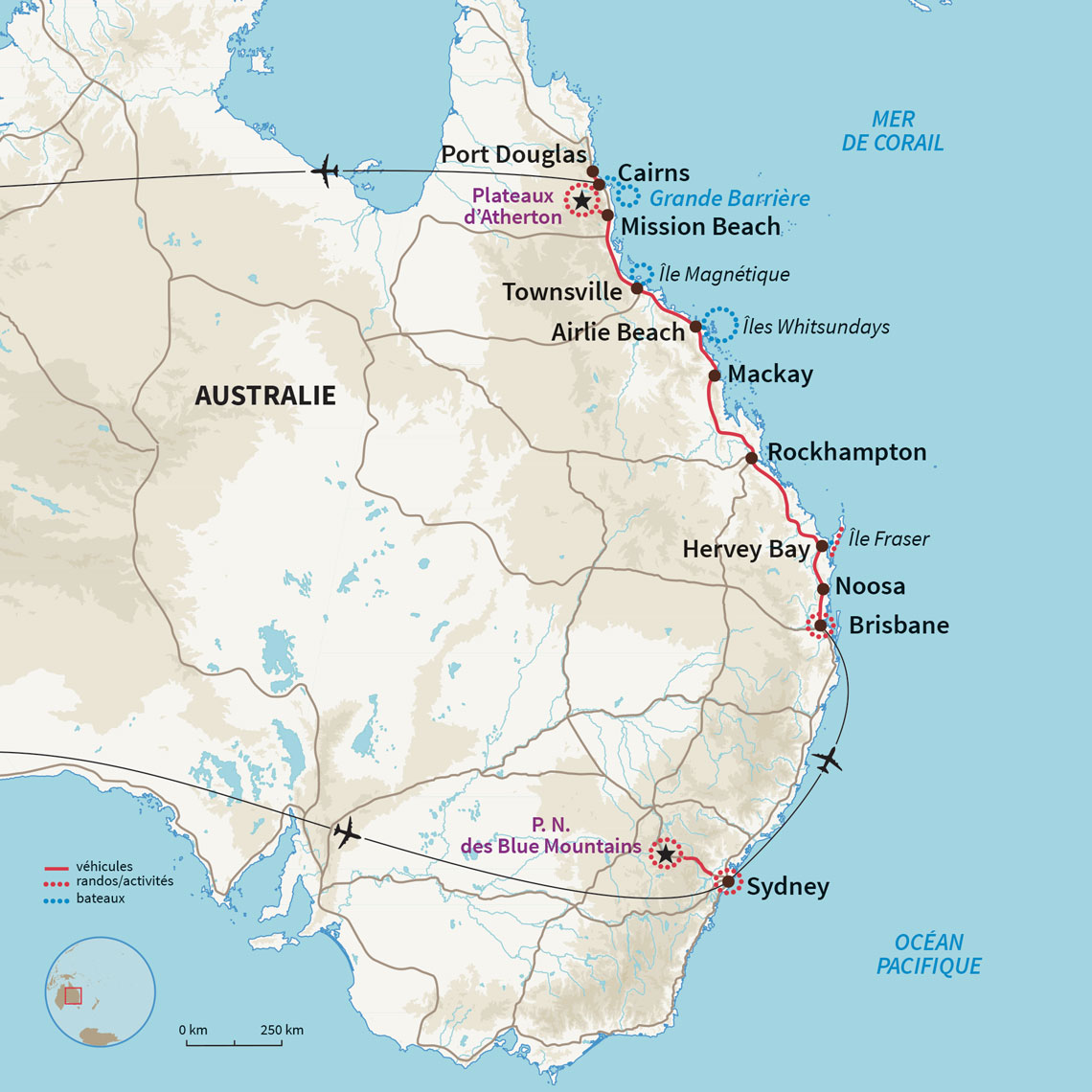 Carte Australie : La côte Est Australienne en van !