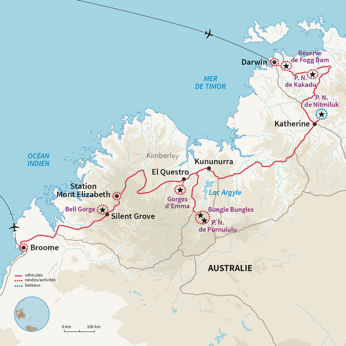 Carte Australie : Sur les pistes du Kimberley