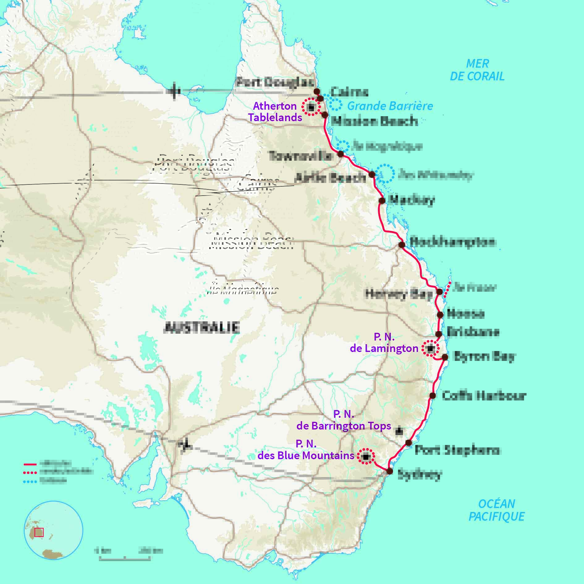 Carte Australie : La côte Est Australienne en van !
