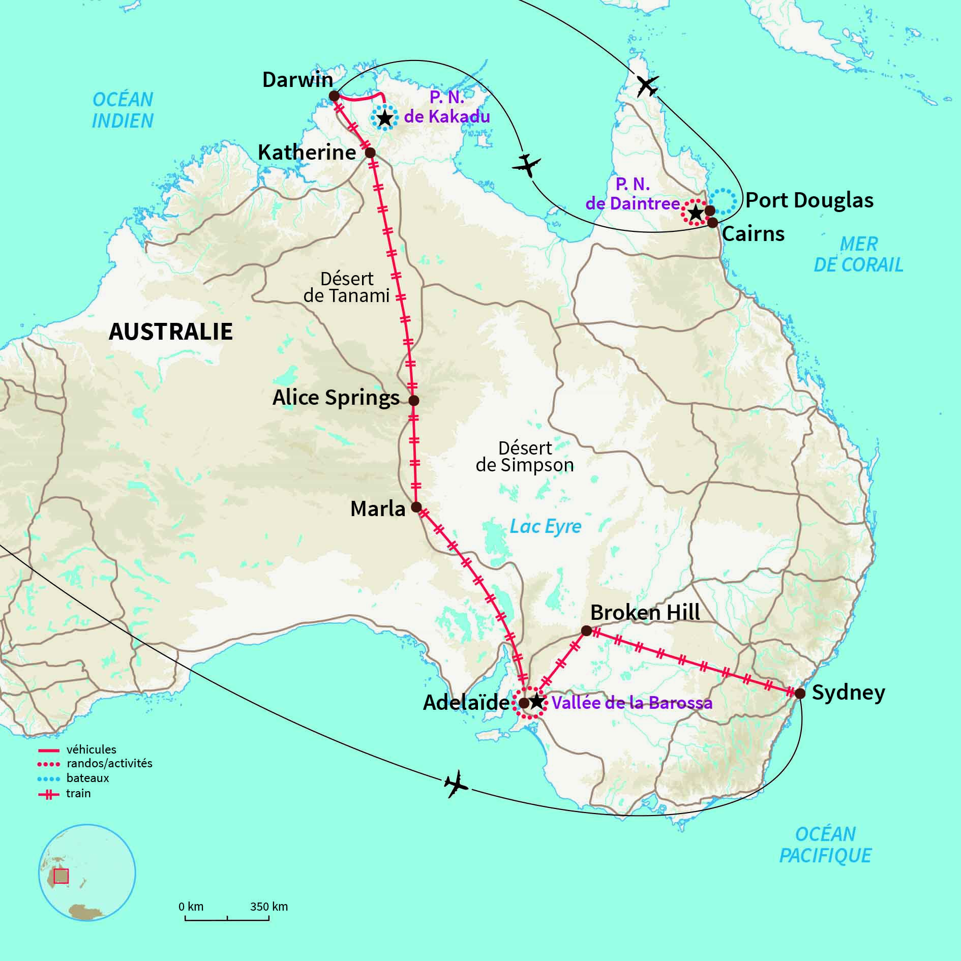 Carte Australie : A bord des trains mythiques Australiens ! 