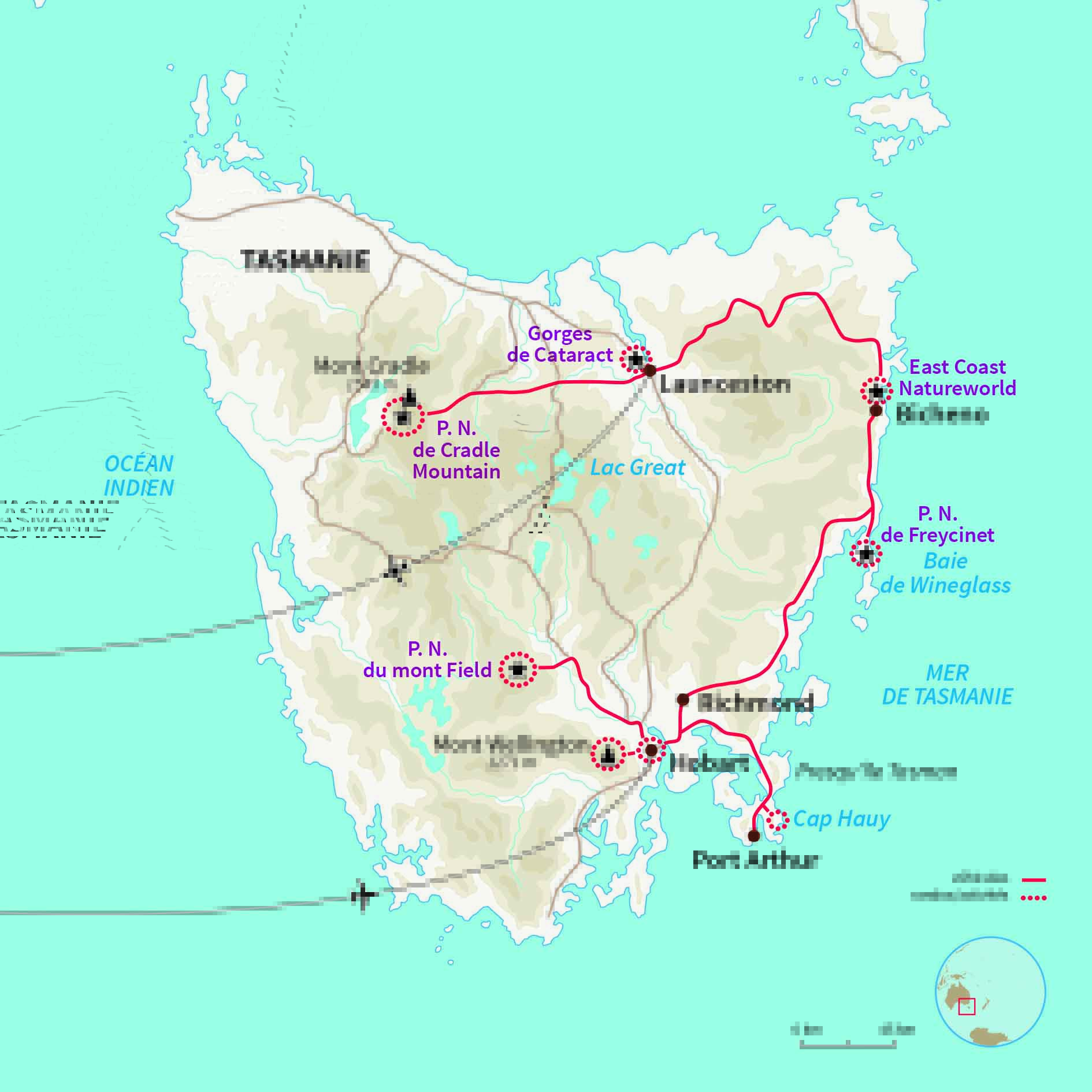 Carte Australie : Tasmanie sauvage !