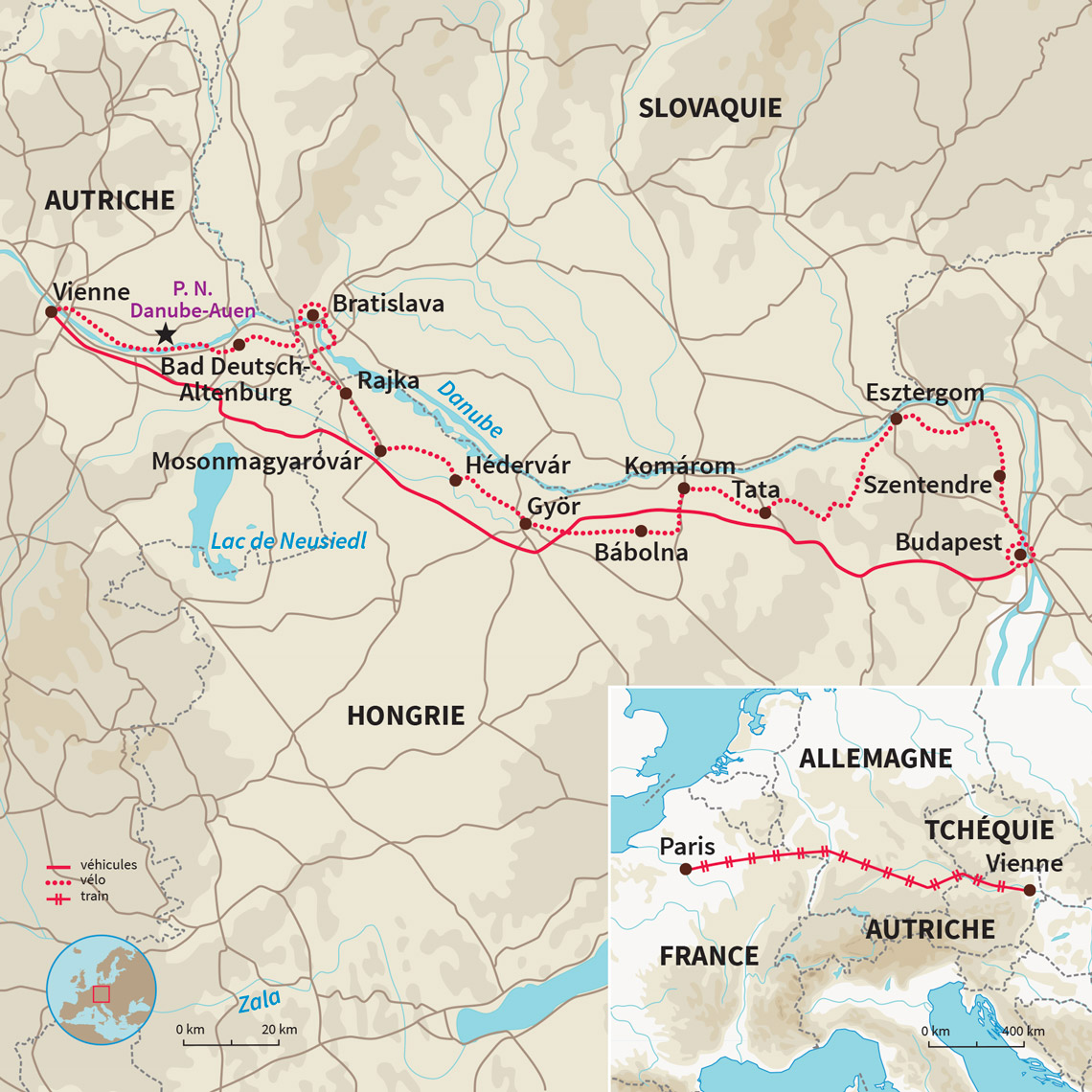 Carte Autriche : Le Danube en Capitale