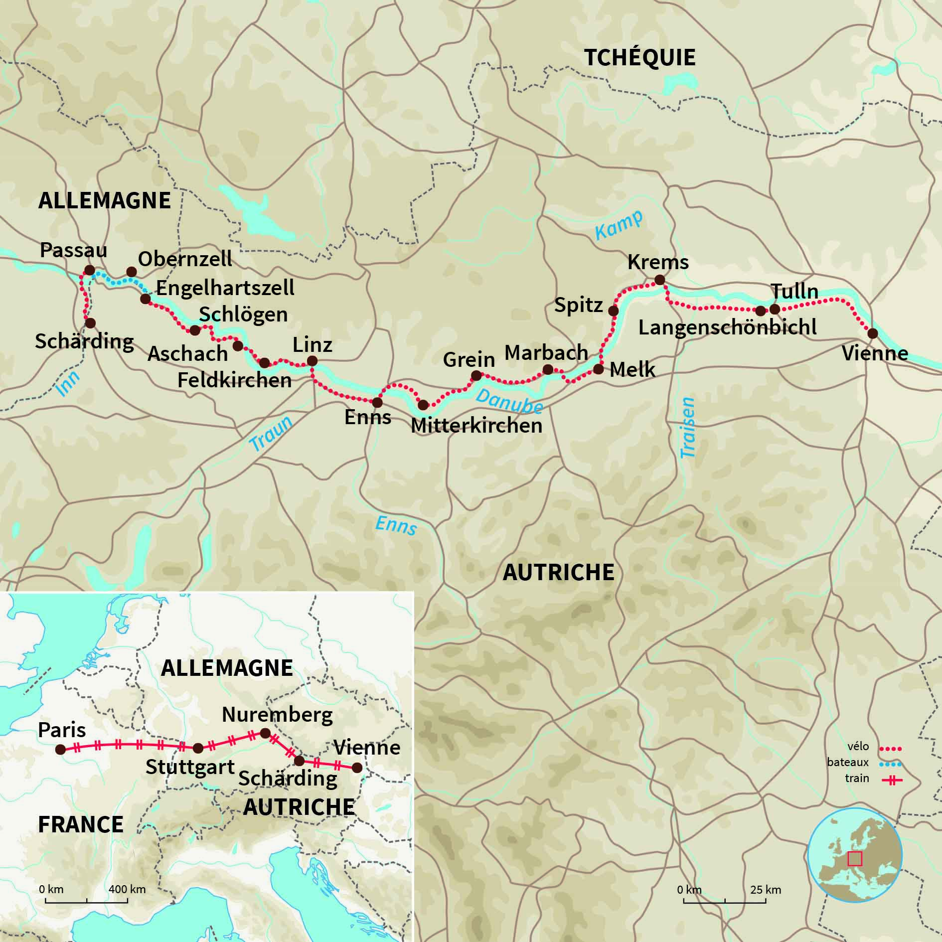 Carte Autriche : Le Danube 100% local