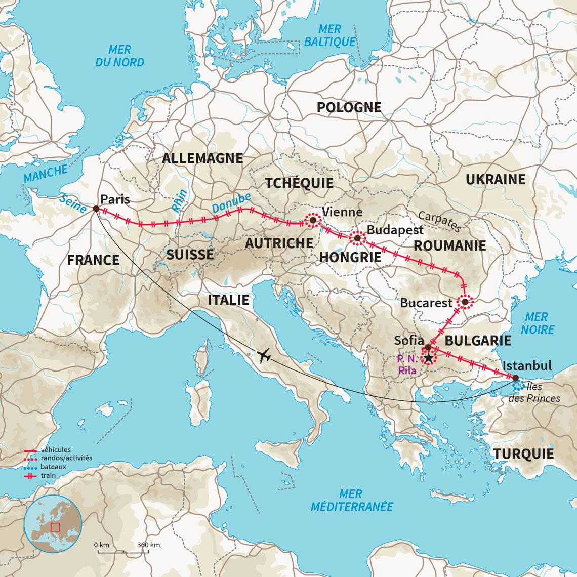 Carte Autriche : Cap sur Istanbul en train!